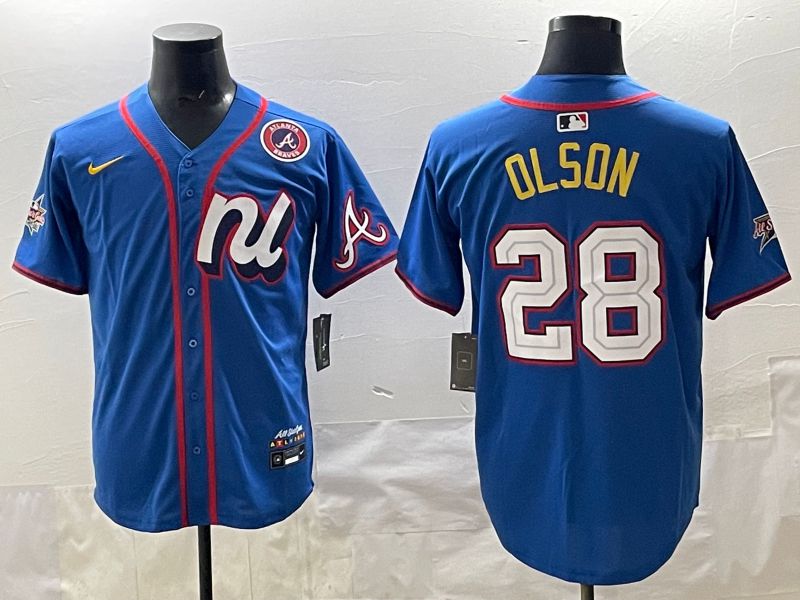 Men 2025 Atlanta Braves #28 Olson Blue All star Nike MLB Jersey style 09